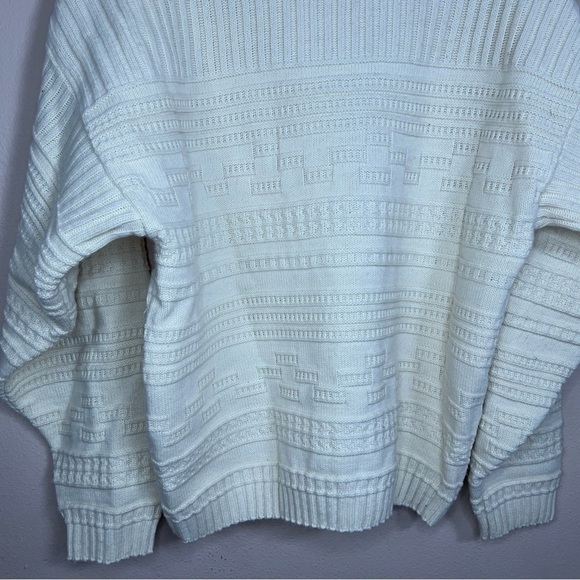 VINTAGE LONDON TOWNE LARGE IVORY WHITE CARDIGAN SWEATER RETRO ROCKABILLY - Picture 5 of 10